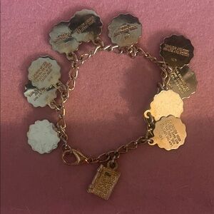 Gold Tone Ten Commandments Charm Bracelet